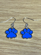 Load image into Gallery viewer, Blue Paw Charm Earrings
