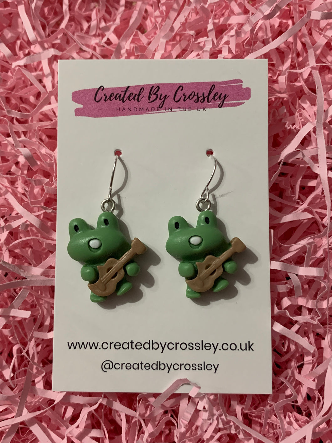 Guitar Frog Charm Earrings