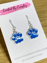 Load image into Gallery viewer, Blue Paw Charm Earrings
