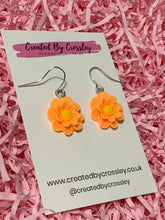 Load image into Gallery viewer, Orange Flower Charm Earrings
