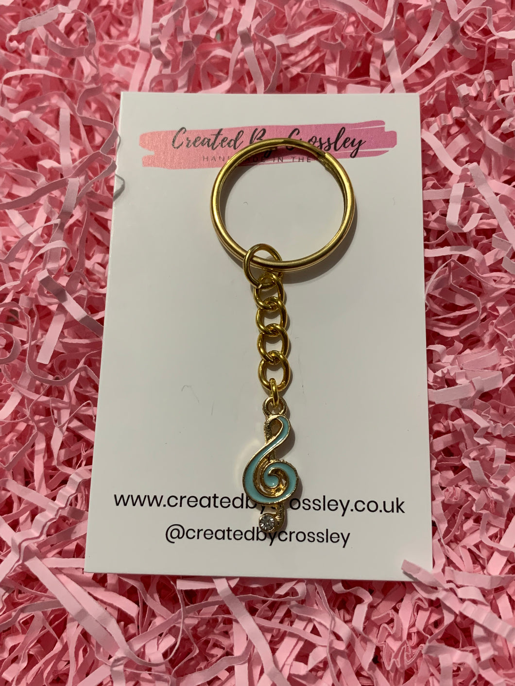 Light Blue Music Charm Keyring