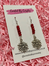 Load image into Gallery viewer, Snowflake Beaded Dangle Earrings
