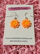 Load image into Gallery viewer, Orange Flower Charm Earrings
