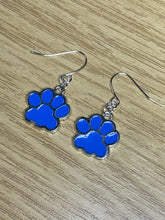 Load image into Gallery viewer, Blue Paw Charm Earrings
