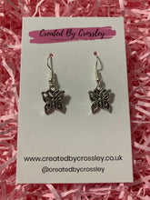 Load image into Gallery viewer, Swirly Butterfly Charm Earrings
