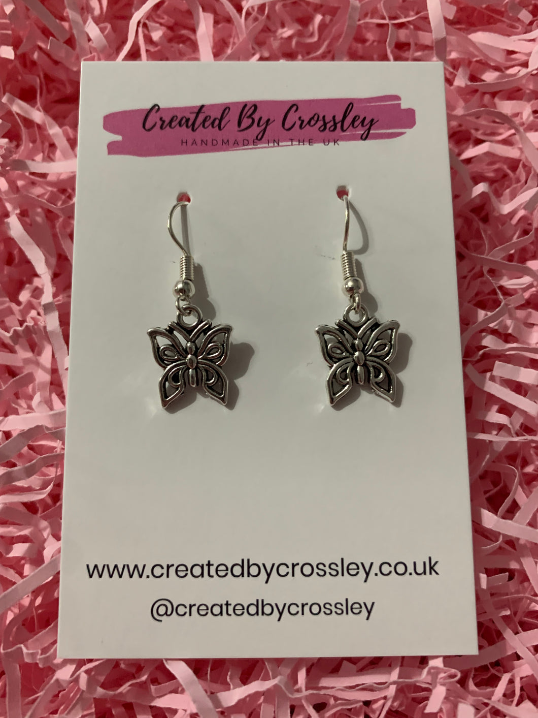 Swirly Butterfly Charm Earrings