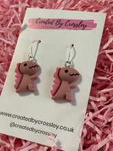 Load image into Gallery viewer, Purple Dinosaur Charm Earrings
