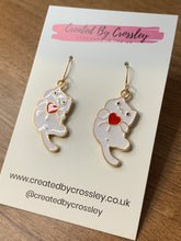 Load image into Gallery viewer, Heart Kitten Charm Earrings
