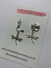 Load image into Gallery viewer, Clip On Dragonfly Charm Earrings
