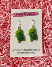 Load image into Gallery viewer, Sleepy Turtle Charm Earrings
