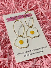 Load image into Gallery viewer, Fried Egg Charm Hoop Earrings
