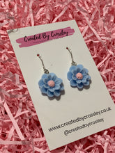 Load image into Gallery viewer, Blue Flower Charm Earrings
