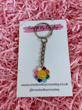 Load image into Gallery viewer, Smiley Rainbow Flower Charm Keyring
