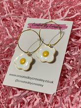 Load image into Gallery viewer, Fried Egg Charm Hoop Earrings
