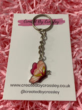 Load image into Gallery viewer, Pink Side Butterfly Charm Keyring
