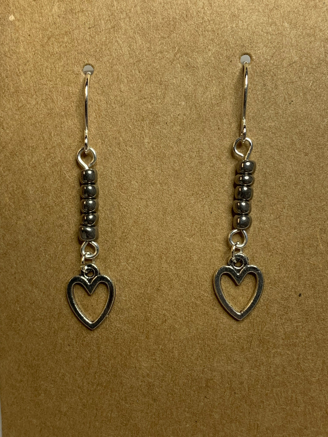 Heart Outline Beaded Charm Earrings