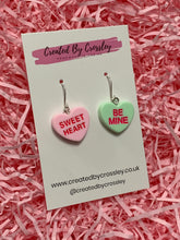 Load image into Gallery viewer, Sweetheart Quote Heart Charm Earrings
