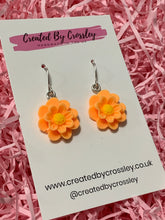 Load image into Gallery viewer, Orange Flower Charm Earrings
