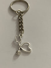 Load image into Gallery viewer, Heart Stethoscope Charm Keyring
