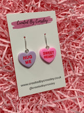 Load image into Gallery viewer, Sweetheart Quote Heart Charm Earrings
