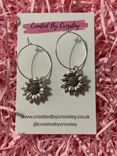 Load image into Gallery viewer, Sunflower Charm Hoop Earrings
