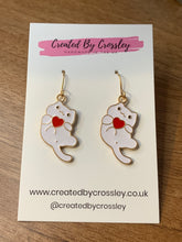 Load image into Gallery viewer, Heart Kitten Charm Earrings
