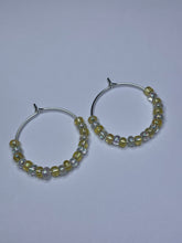 Load image into Gallery viewer, Yellow and White Beaded Hoop Earrings
