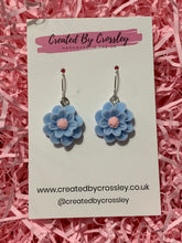 Load image into Gallery viewer, Blue Flower Charm Earrings
