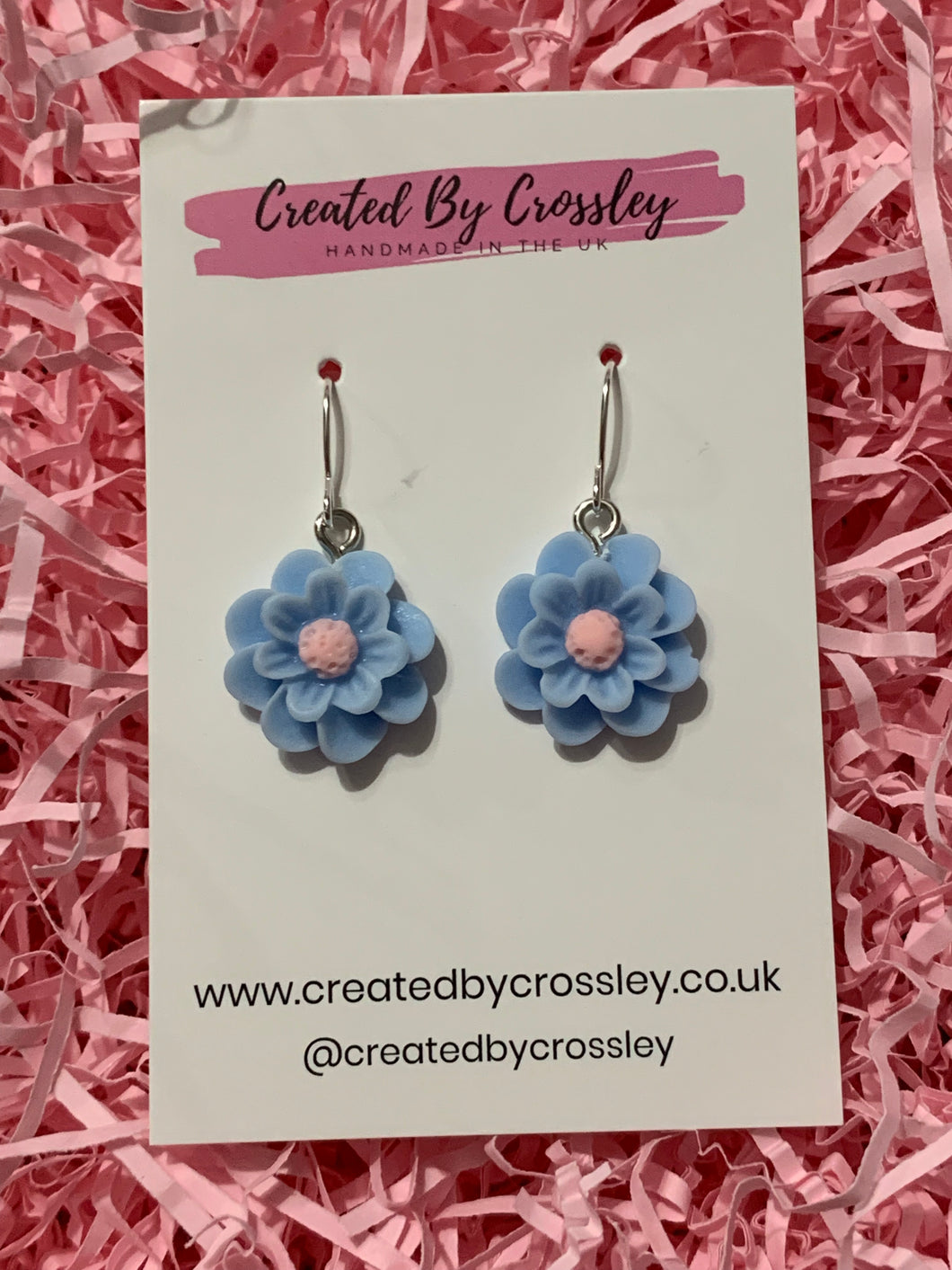 Blue Flower Charm Earrings