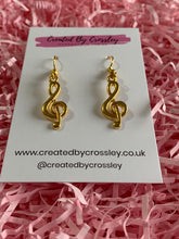 Load image into Gallery viewer, Simple Treble Clef Charm Earrings
