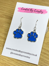 Load image into Gallery viewer, Blue Paw Charm Earrings
