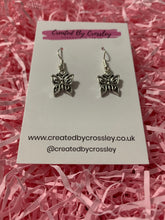 Load image into Gallery viewer, Swirly Butterfly Charm Earrings
