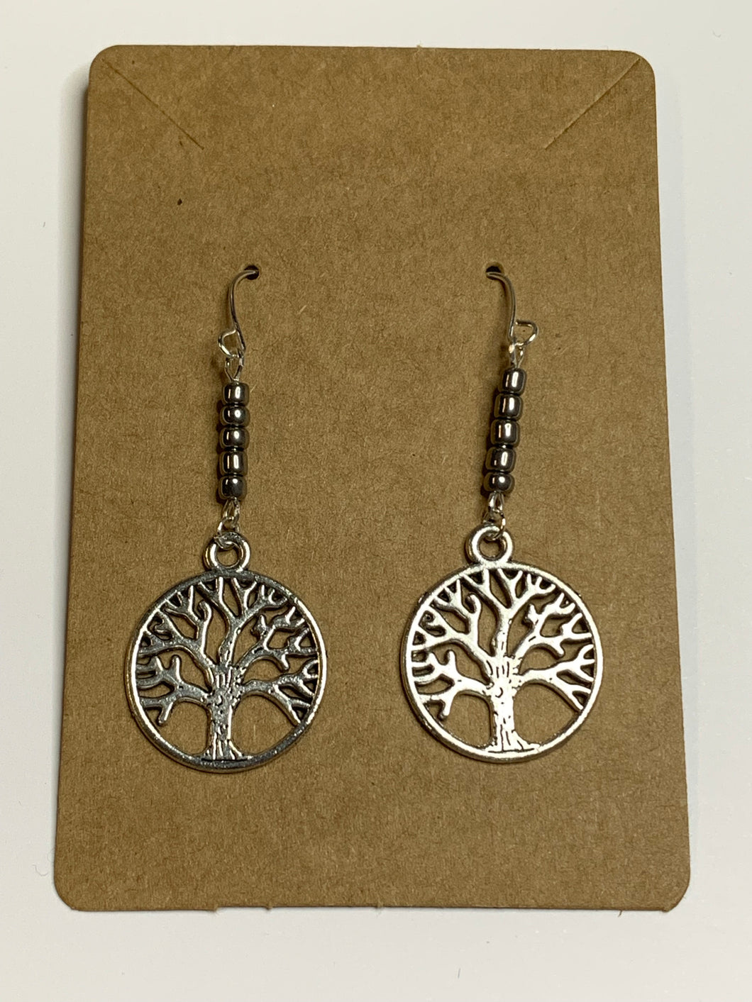 Beaded Tree Charm Earrings