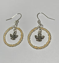 Load image into Gallery viewer, Handmade Beaded Hoop Earrings With Bee Charms
