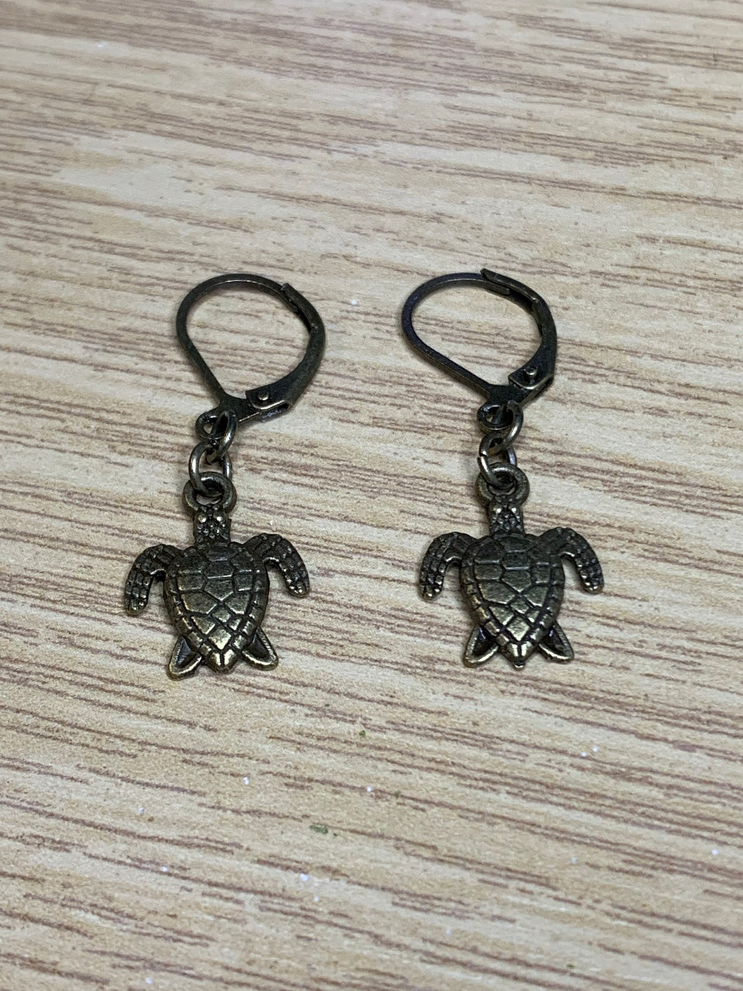 Turtle Charm Leverback Earrings