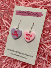 Load image into Gallery viewer, Sweetheart Quote Heart Charm Earrings
