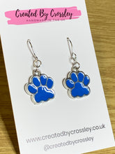 Load image into Gallery viewer, Blue Paw Charm Earrings
