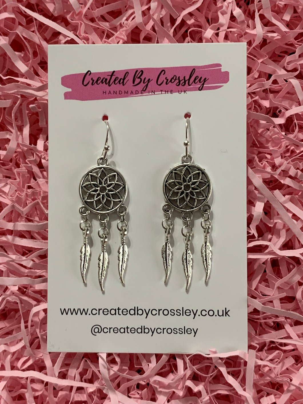 Feather Dreamcatcher Charm Earrings