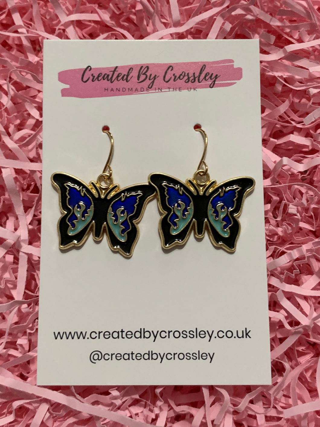 Bold Blue Butterfly Charm Earrings