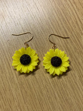 Load image into Gallery viewer, Yellow Sunflower Charm Earrings
