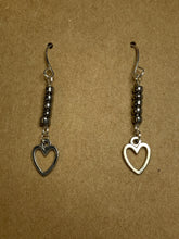 Load image into Gallery viewer, Heart Outline Beaded Charm Earrings
