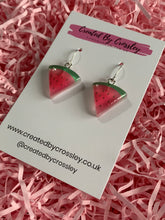 Load image into Gallery viewer, Watermelon Triangle Charm Earrings
