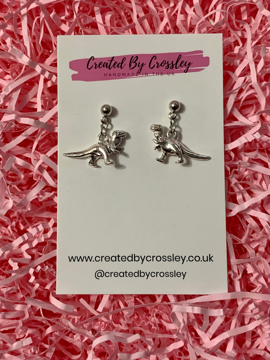 T-Rex Dinosaur Charm Stud Earrings