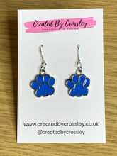 Load image into Gallery viewer, Blue Paw Charm Earrings
