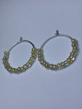 Load image into Gallery viewer, Yellow and White Beaded Hoop Earrings
