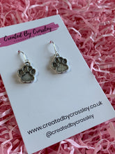 Load image into Gallery viewer, Textured Paw Print Charm Earrings
