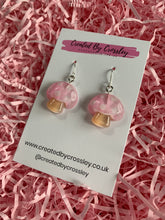 Load image into Gallery viewer, Pink Mushroom Charm Earrings
