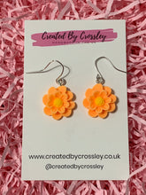 Load image into Gallery viewer, Orange Flower Charm Earrings
