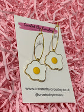 Load image into Gallery viewer, Fried Egg Charm Hoop Earrings
