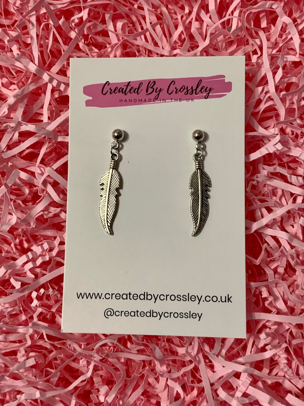 Feather Charm Stud Earrings